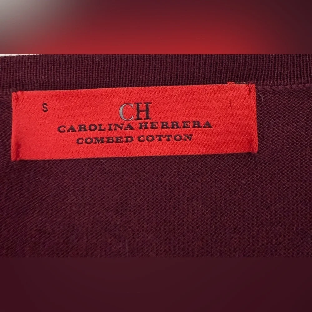 Carolina Herrera Vintage Men’s Maroon V-Neck Sweater – Size Small